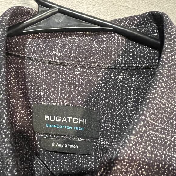 Bugatchi Shirt Mens Large Black OoohCotton Tech 8 Way Stretch Button Up Modern - Picture 4 of 9